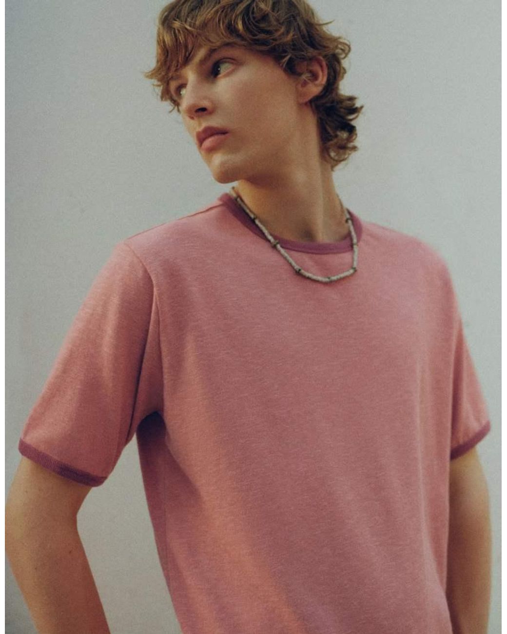 Pull&Bear Gray Contrast Ribbed T-shirt for men