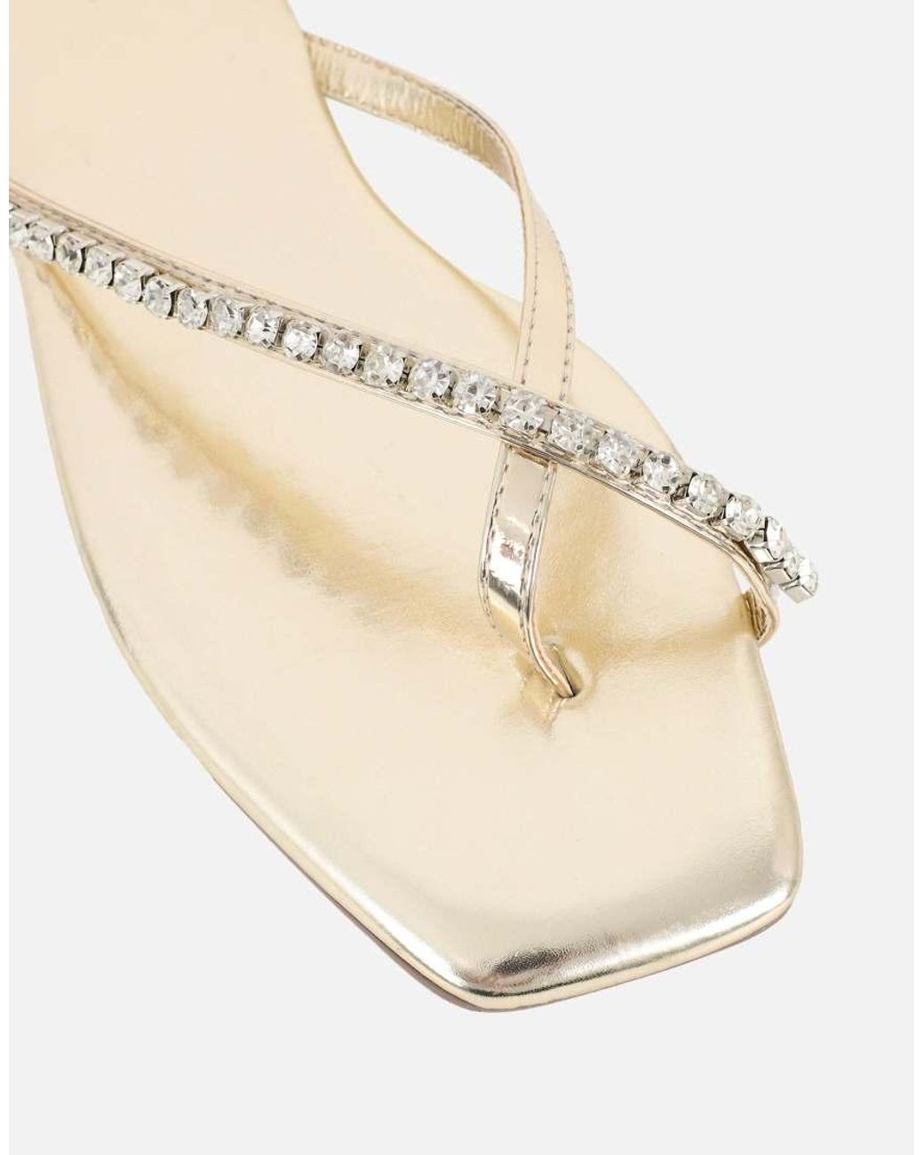 SIMMI Natural May Toe Thong Diamante Flat Sandals