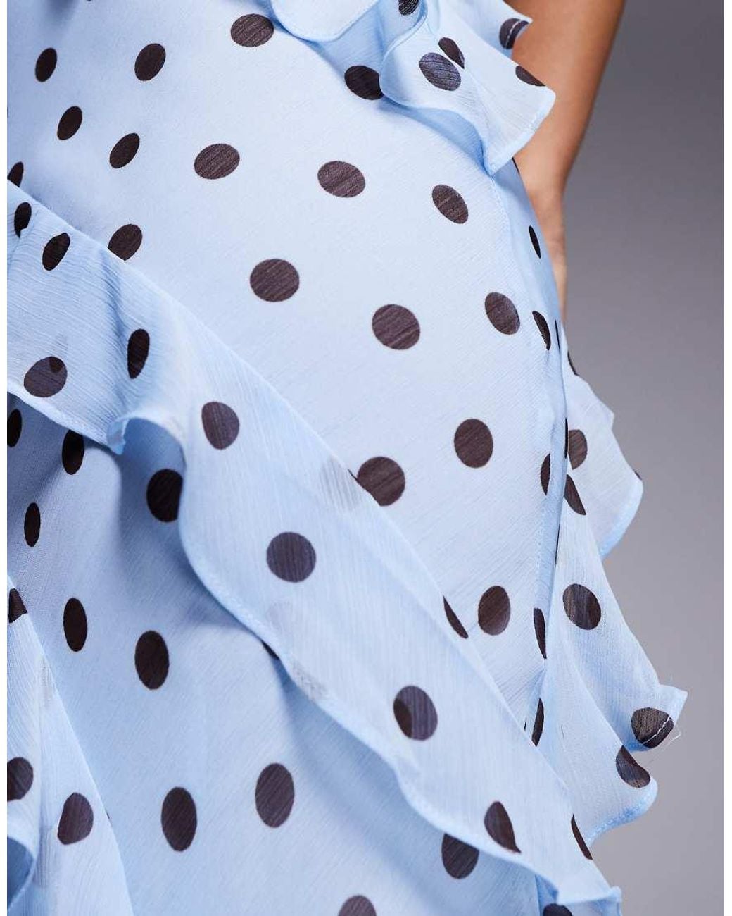 Forever New Blue Low Back Halter Neck Ruffle Maxi Dress