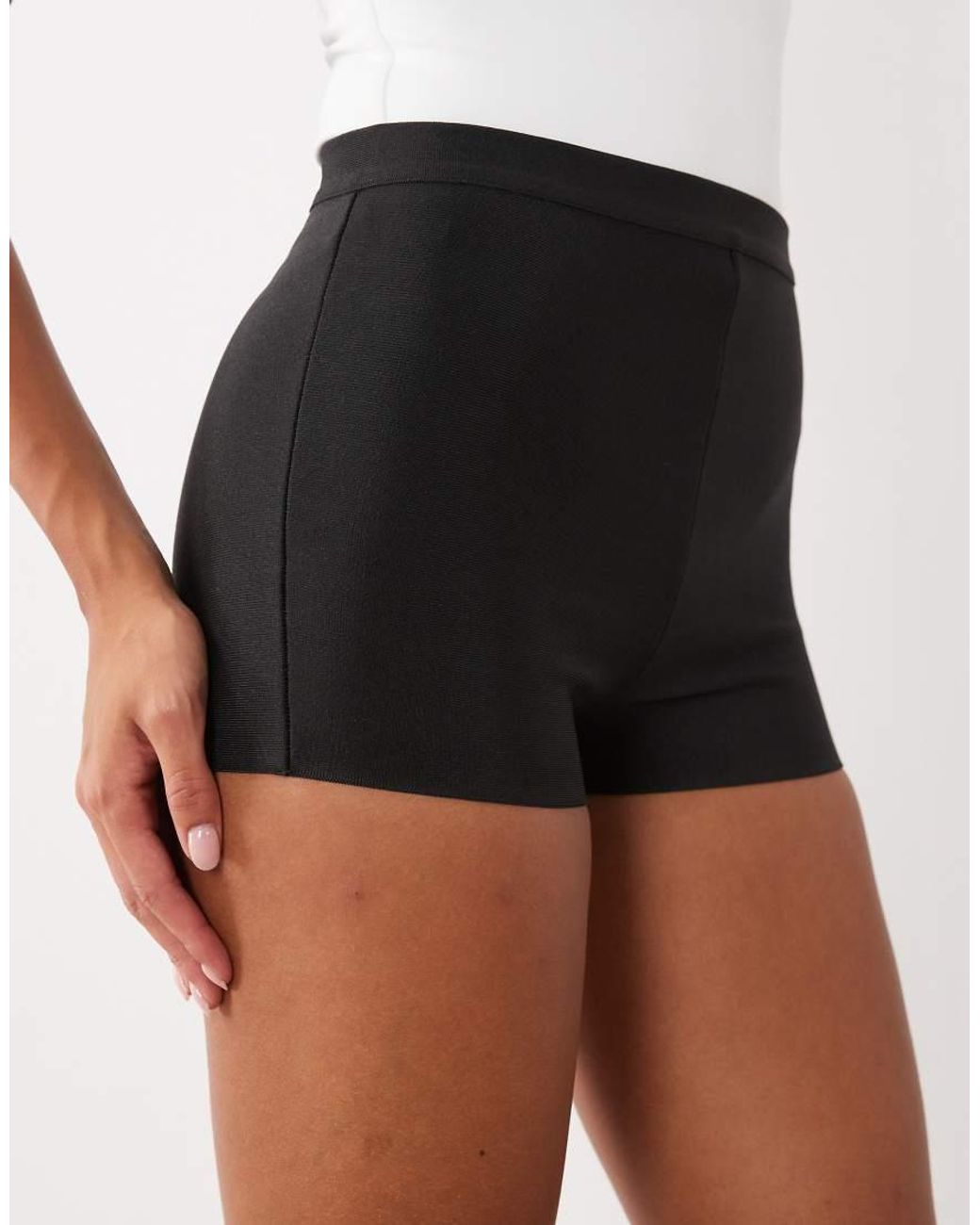 ASOS Black High Waist Bandage Mini Short