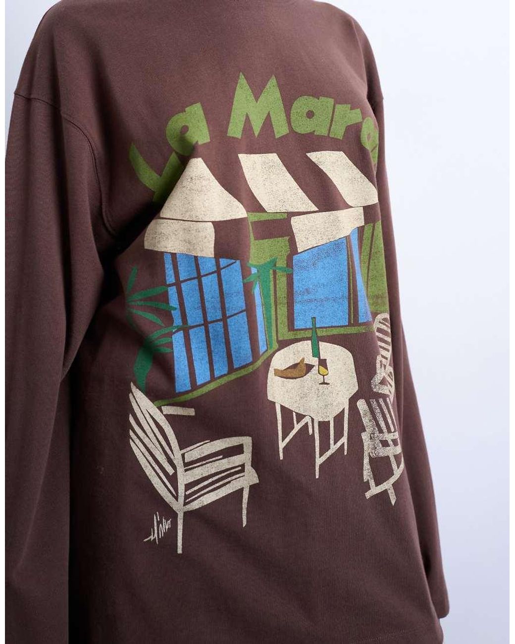 TOPSHOP Brown La Marais Graphic Skater Tee