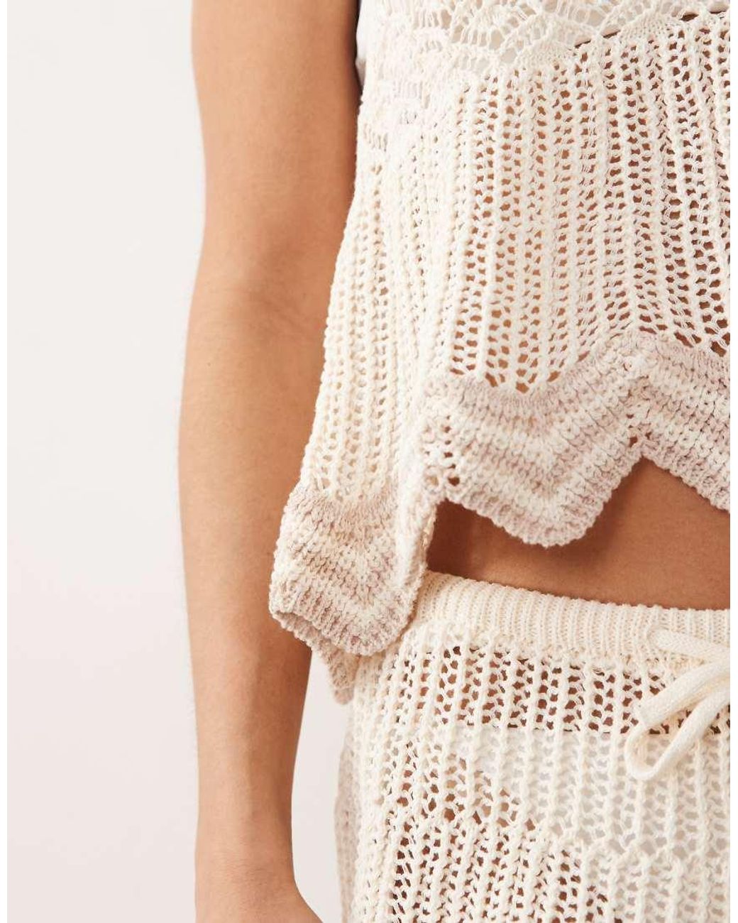 Miss Selfridge Natural Open Stitch Cami Top Co-ord