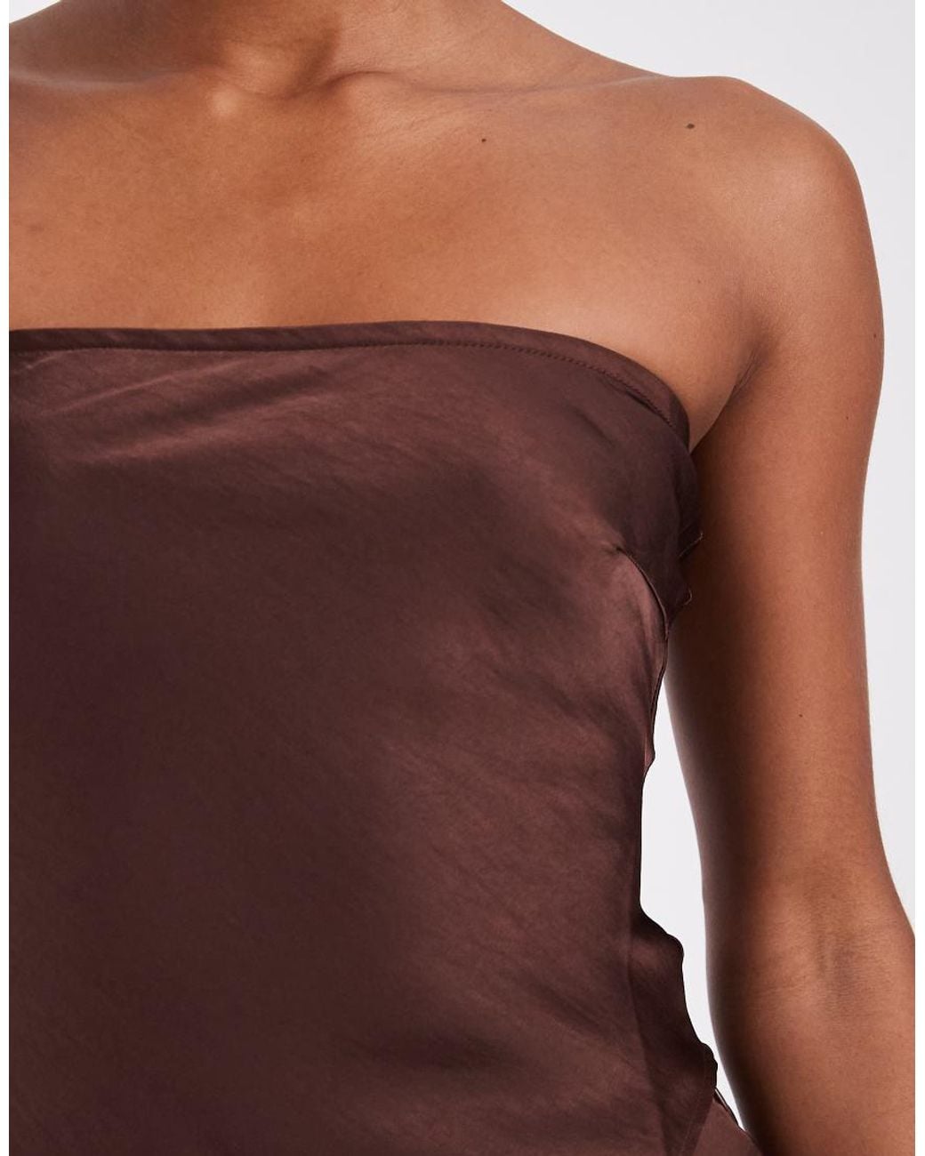 Noisy May Brown Satin Corset Top Set