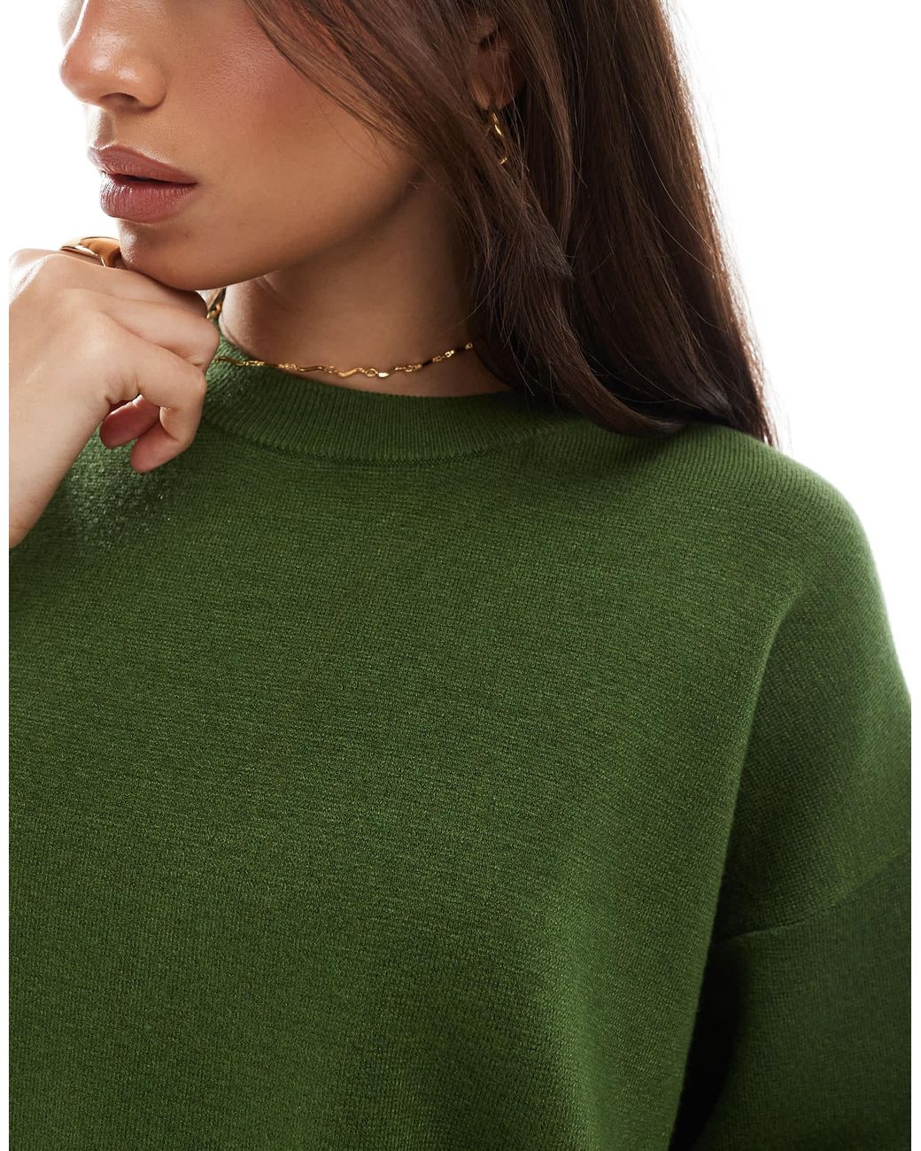 ASOS Green – strukturiertes oversize-t-shirt aus strick
