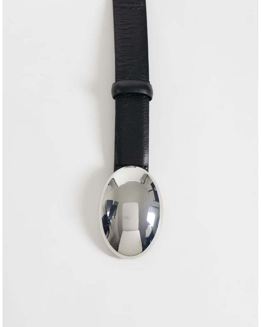 Mango White Belt With Oval Buckle