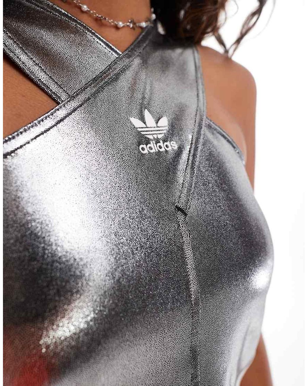 Adidas Originals White Adilenium Halterneck Metallic Tank