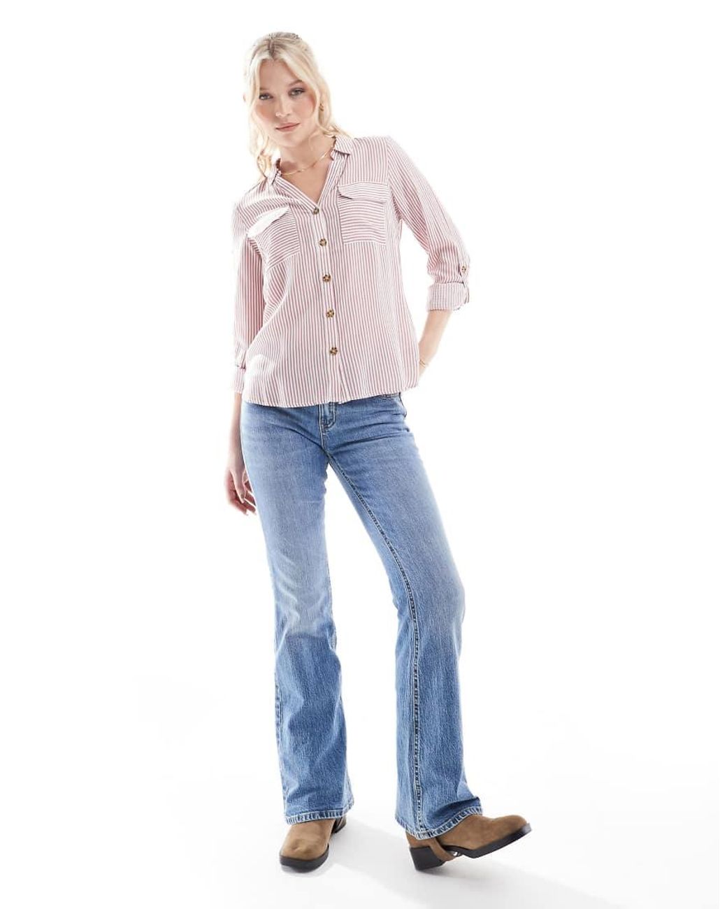 Vero Moda Pink Button Down Shirt With Pocket Detail