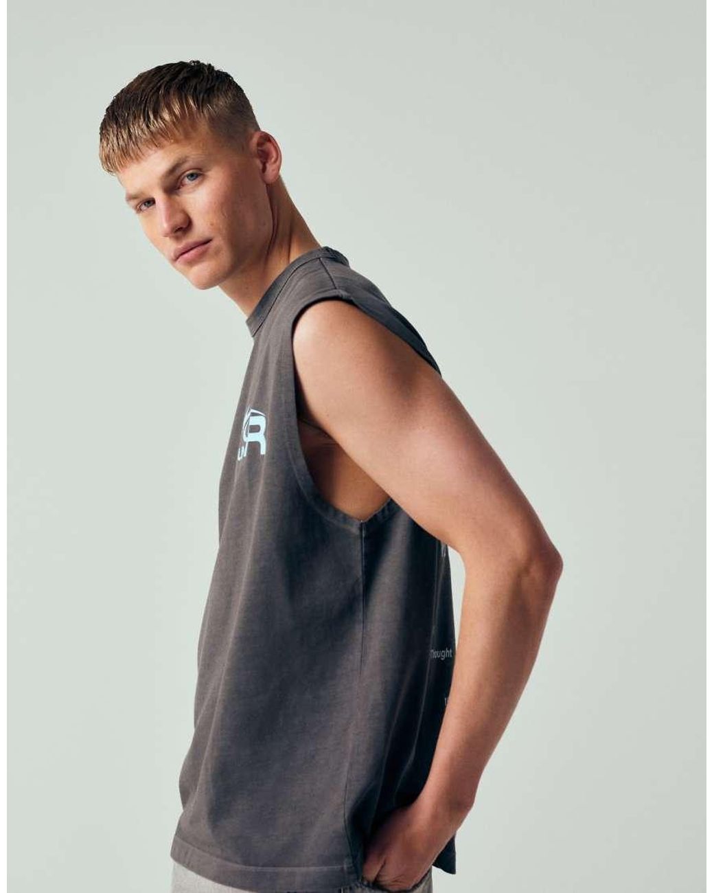 ASOS Green Heavyweight Oversized Tank Text Graphic for men