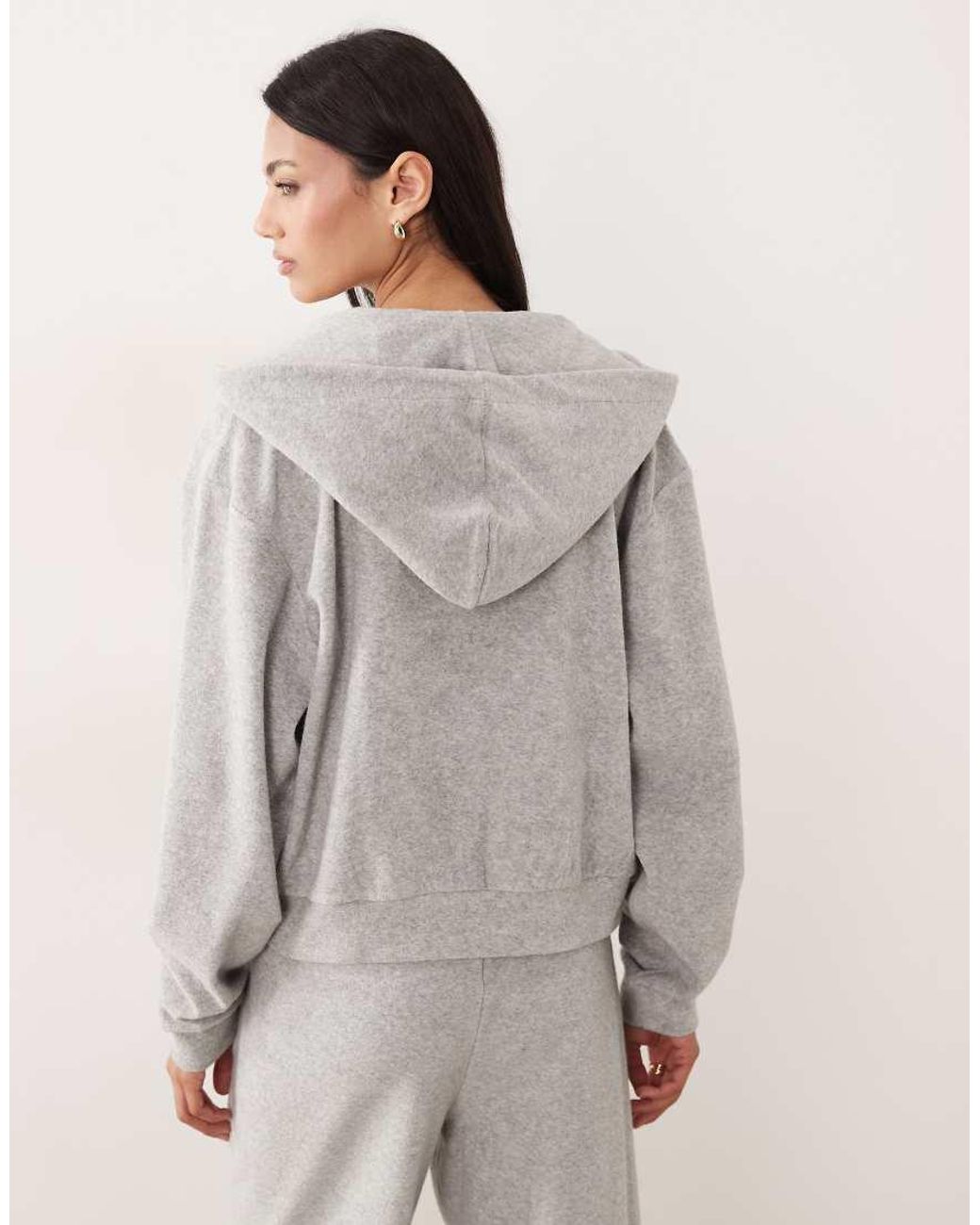 4th & Reckless Gray Cotton Rich Towelling Zip Through Hoodie Co-ord