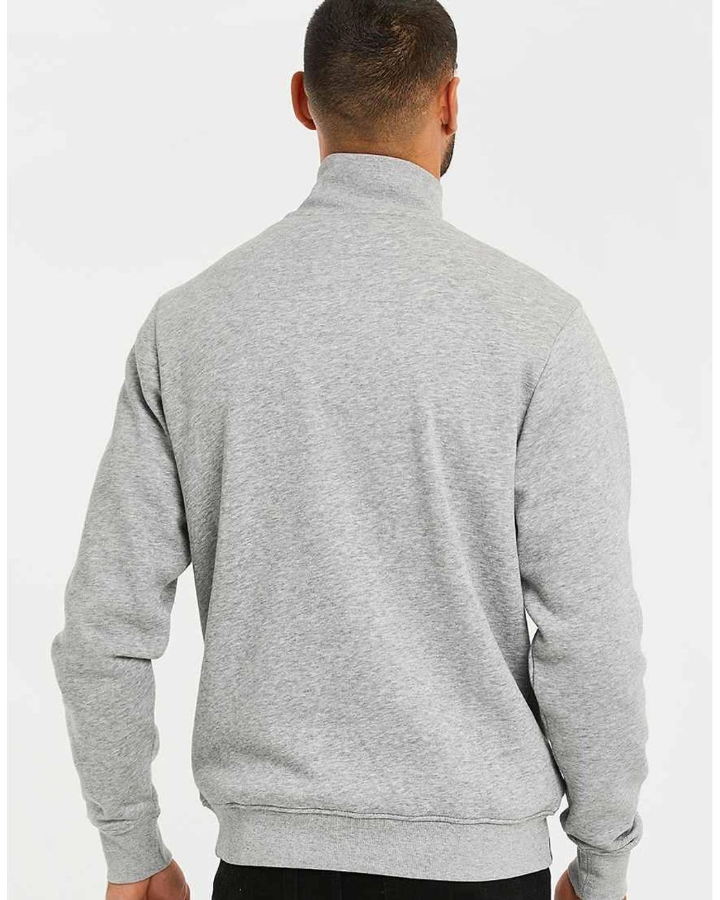 Threadbare Gray Quarter Zip Sweatshirt for men