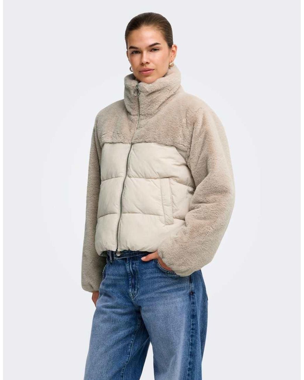 ONLY Natural Wanja Short High Neck Puffer Jacket