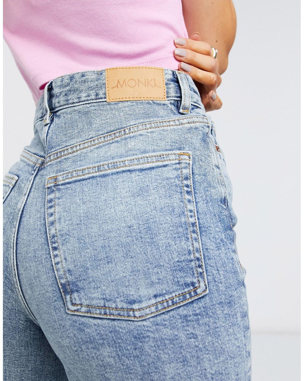 Monki Kaori Cotton Flared Jeans in Blue | Lyst