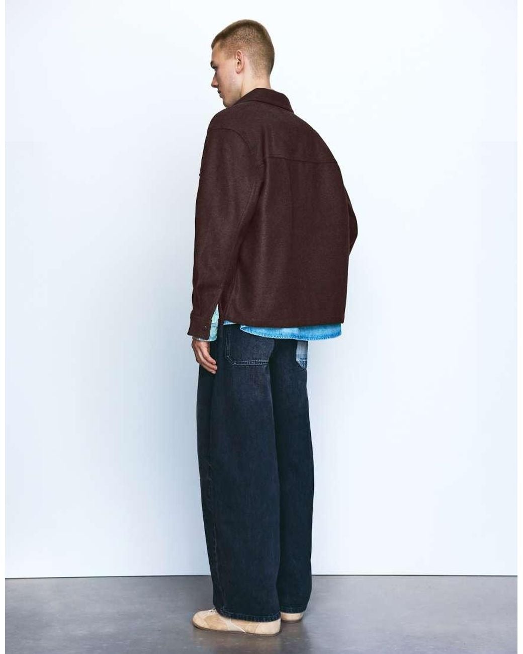 Pull&Bear Blue Long Sleeve Overshirt for men