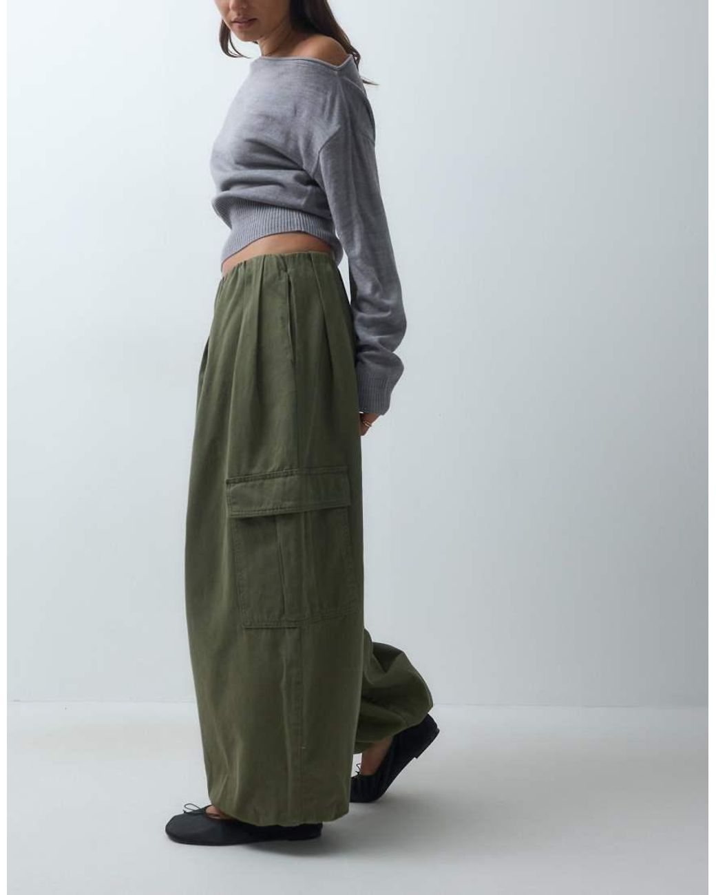ASOS Green Cargo Balloon Trousers Khaki