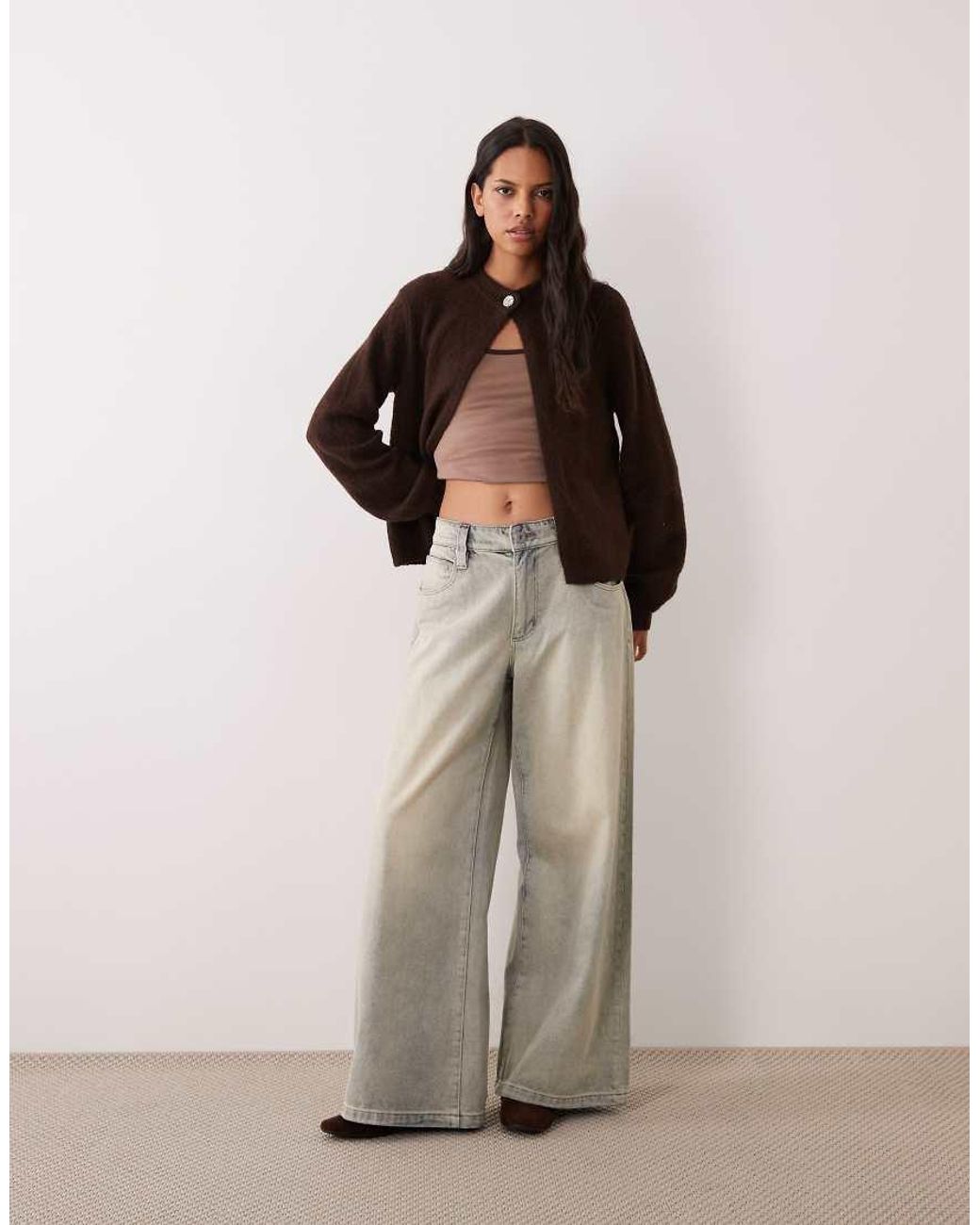 Y.A.S Brown Knitted Jumper With Single Hammered Button