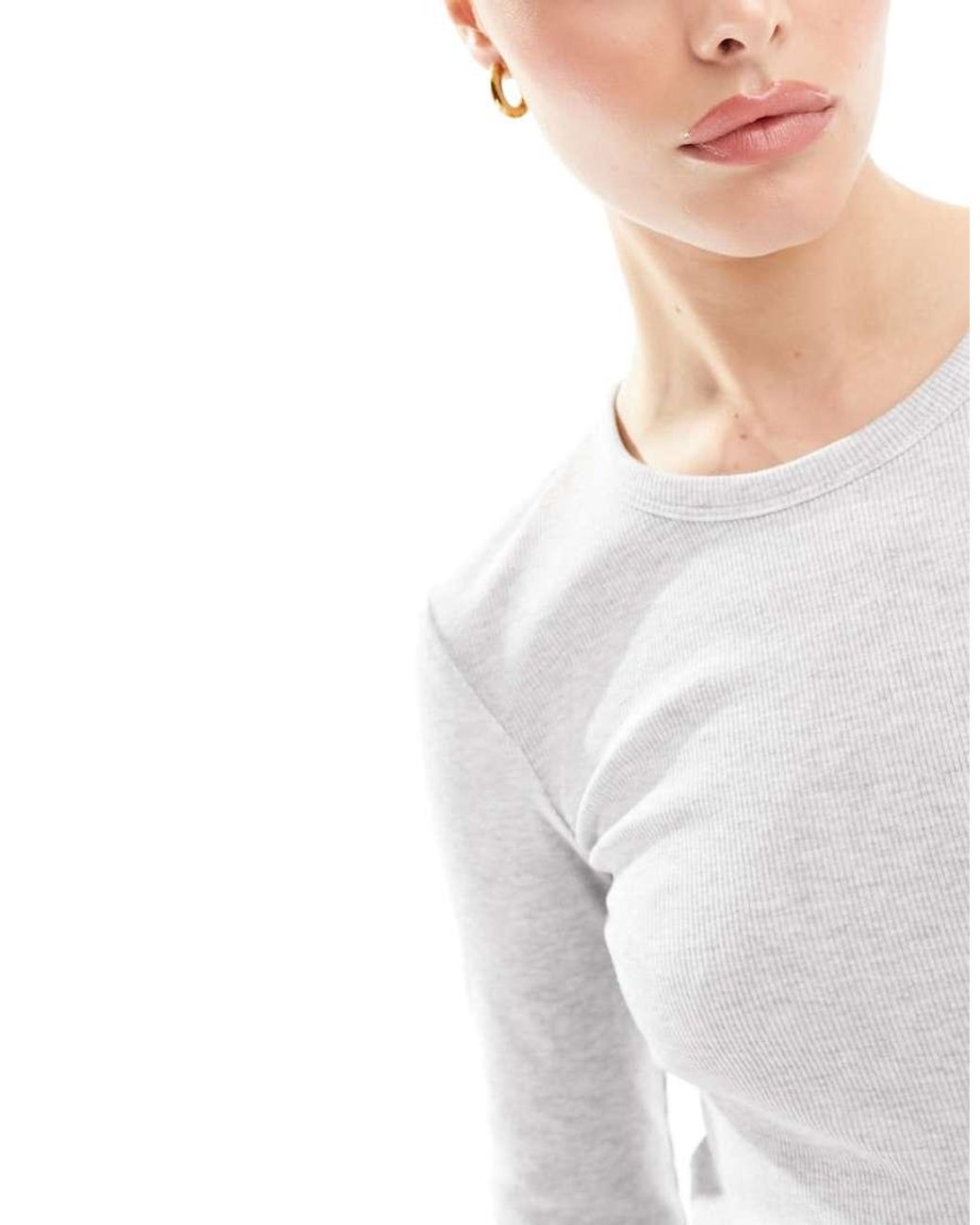 Vero Moda White Fine Rib Long Sleeved Top