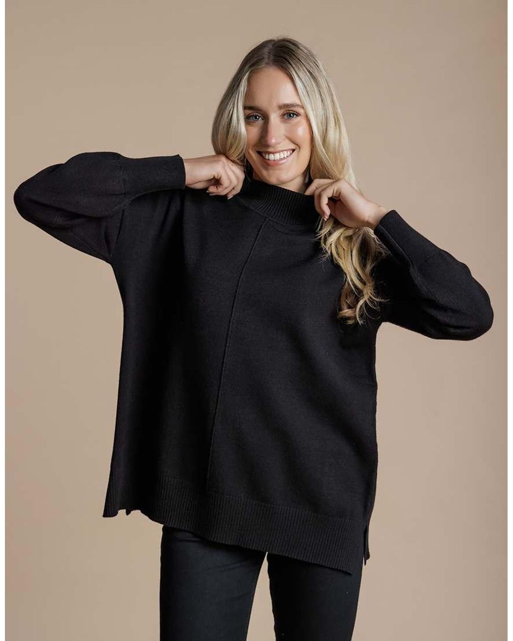 French Connection Black High Neck Cosy Long Sleeve Jumper