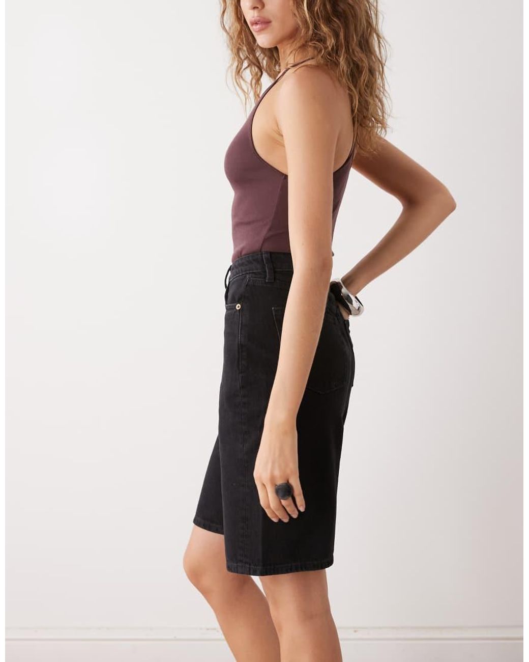 Weekday Natural Curve High Waist Denim Shorts