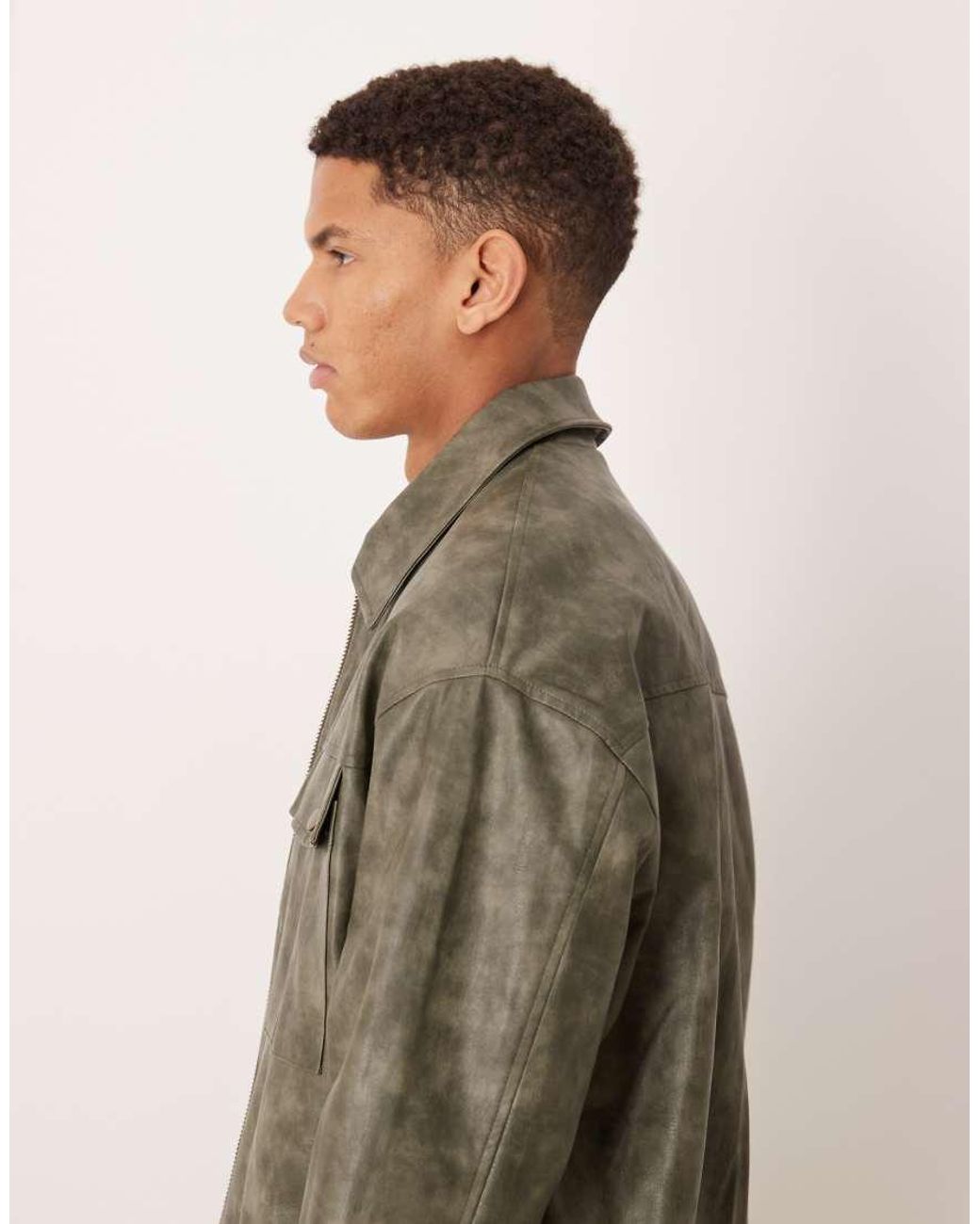 Prohibited Gray Speed Pu Zip Through Jacket for men