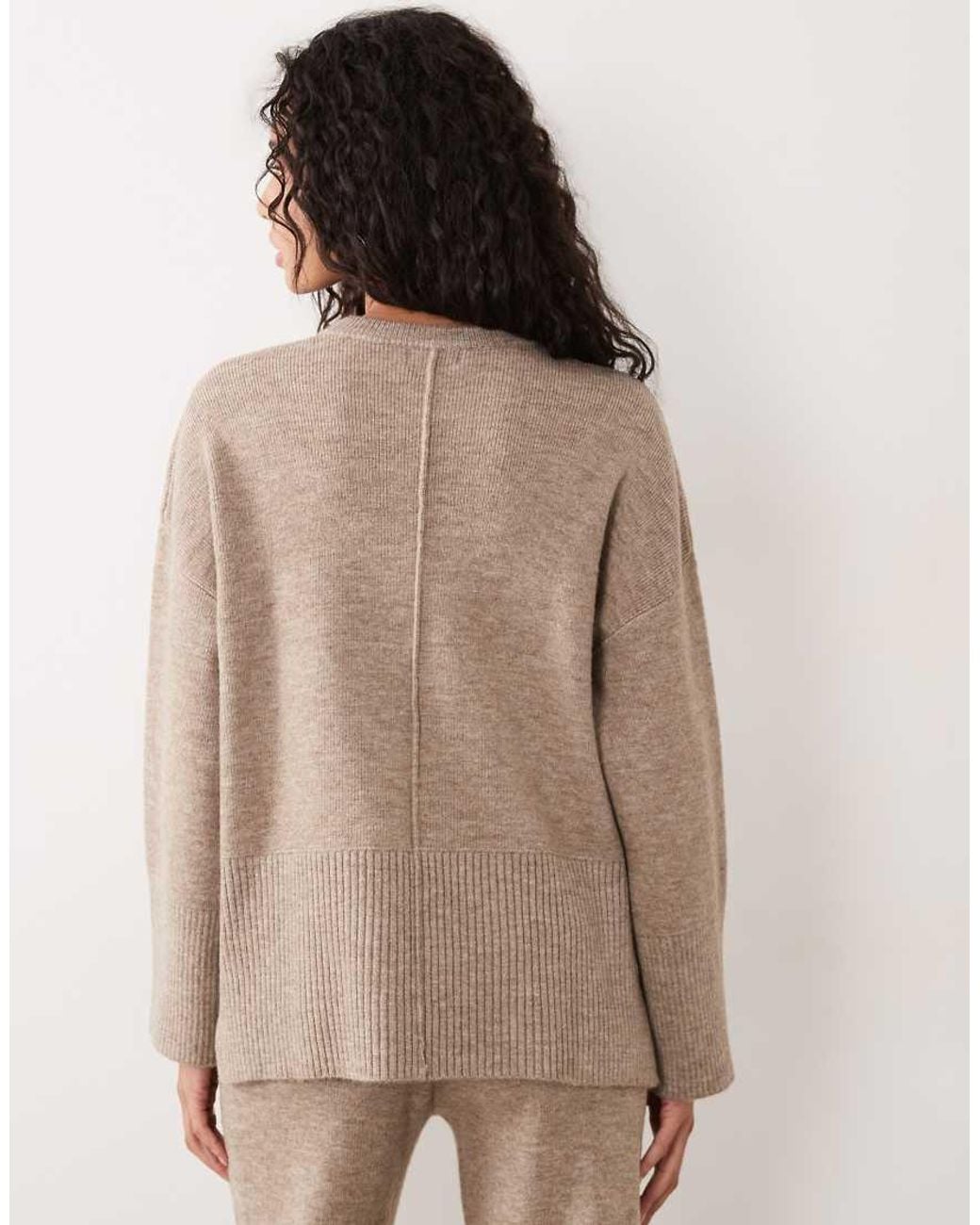 Pretty Lavish Brown Knitted Rib Detail Jumper Co-ord