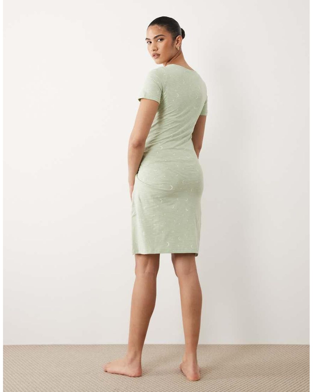 Mama.licious Green Mamalicious Maternity Star Print Nightdress With Nursing Function