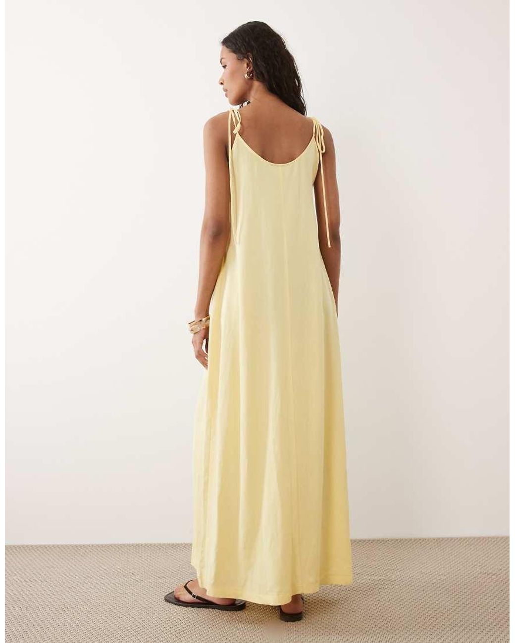 ASOS Natural Linen Blend Trapeze Dress