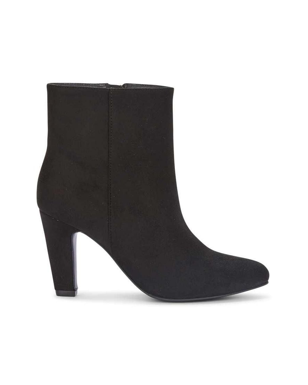 SEQWL Black Almond Toe Ankle Booties With Zip And Block High Heels