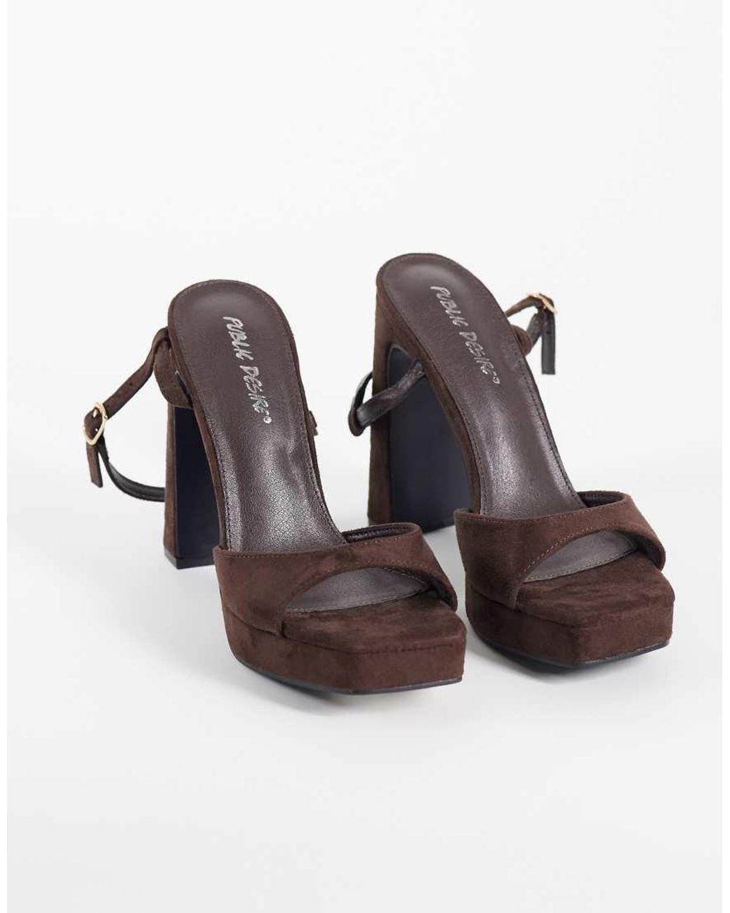 Public Desire Brown Rhoda Platform Heeled Sandals