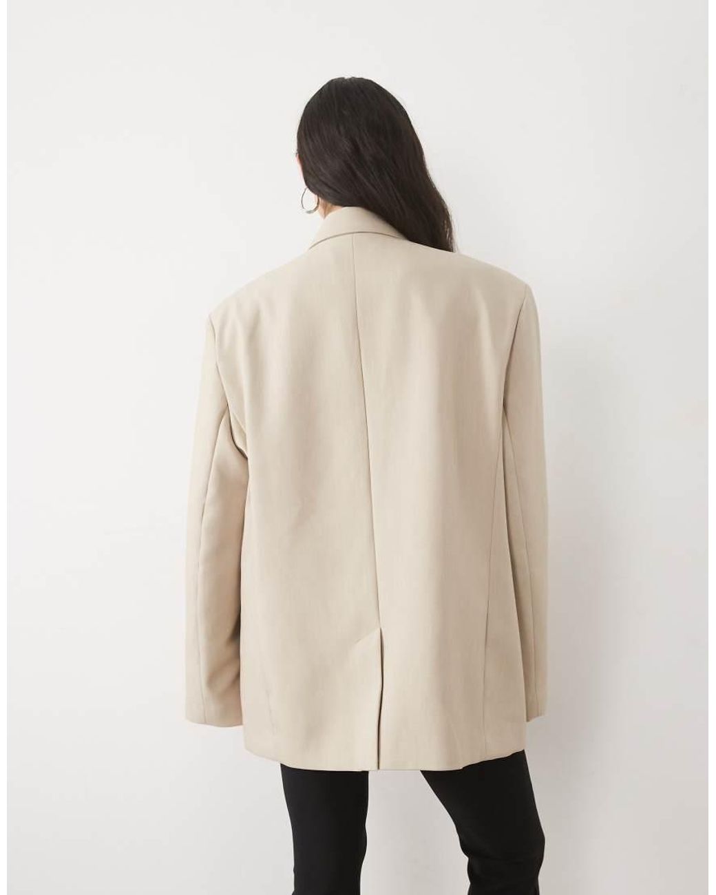 ASOS Natural Tailored Strong Shoulder Double Breasted Blazer