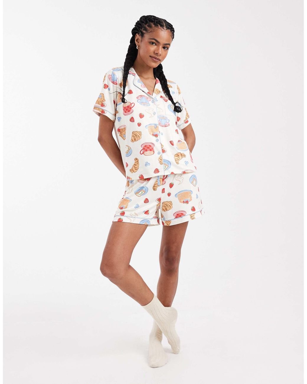 Threadbare White – superweicher, kurzer pyjama