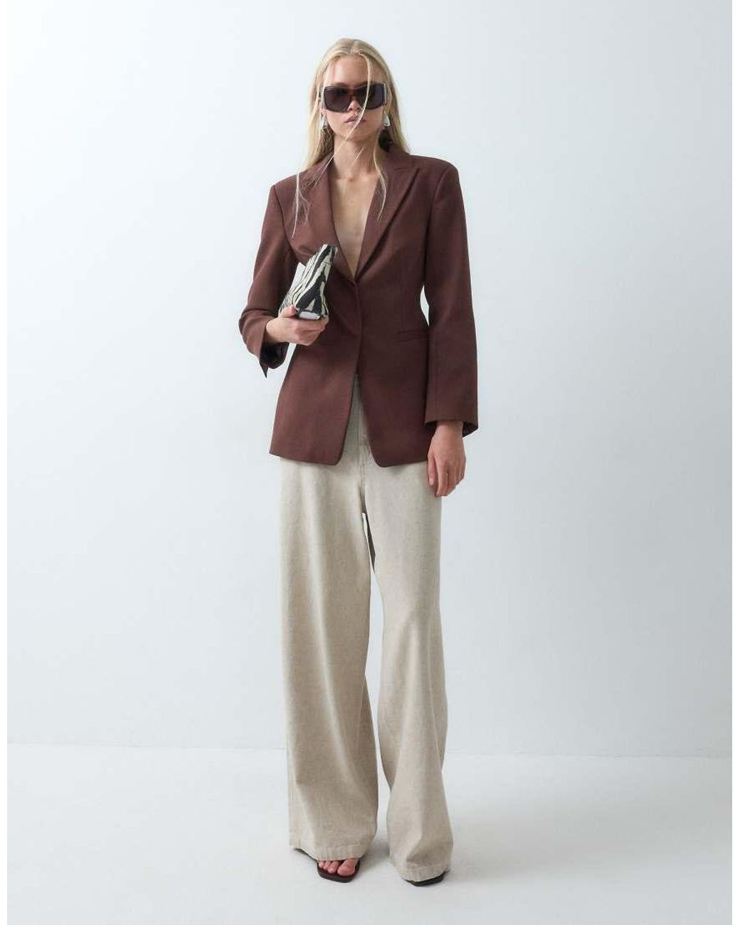 ASOS Brown Tailored Cinched Waist Blazer
