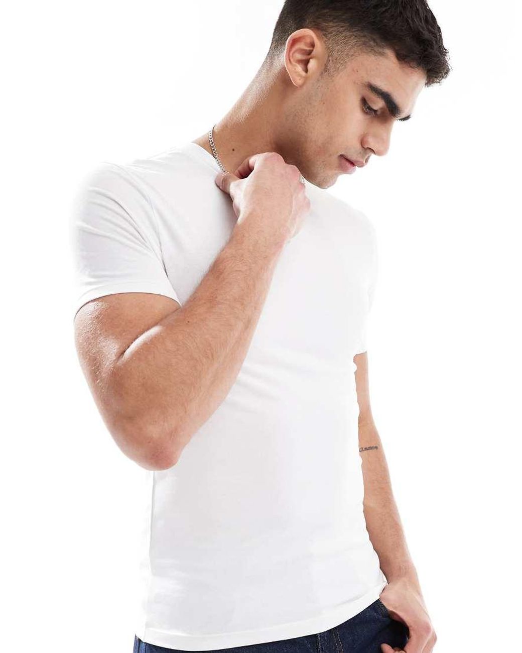 ASOS Set Van 2 Basic Muscle-Fit T-Shirts in het White voor heren