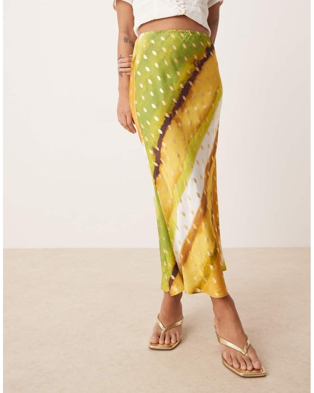 Never Fully Dressed Metallic Petite Dorris Satin Fleck Maxi Skirt