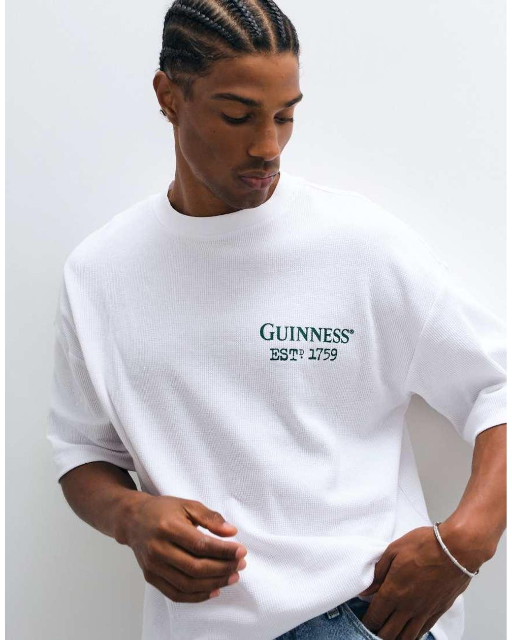 ASOS Gray Oversized Tee With Guinness Print for men