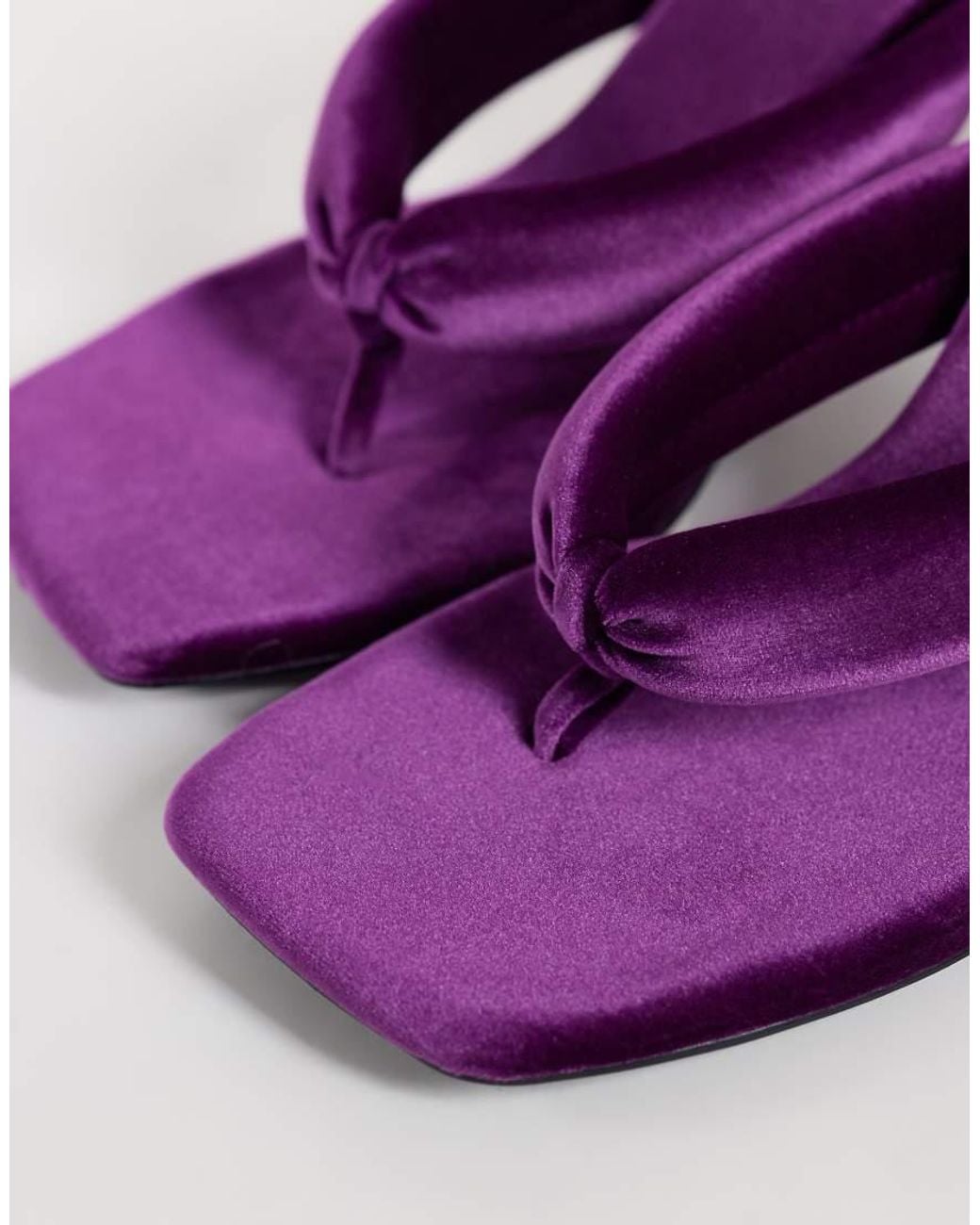 ASOS Purple Huddle Padded Toe Thong Heeled Sandals