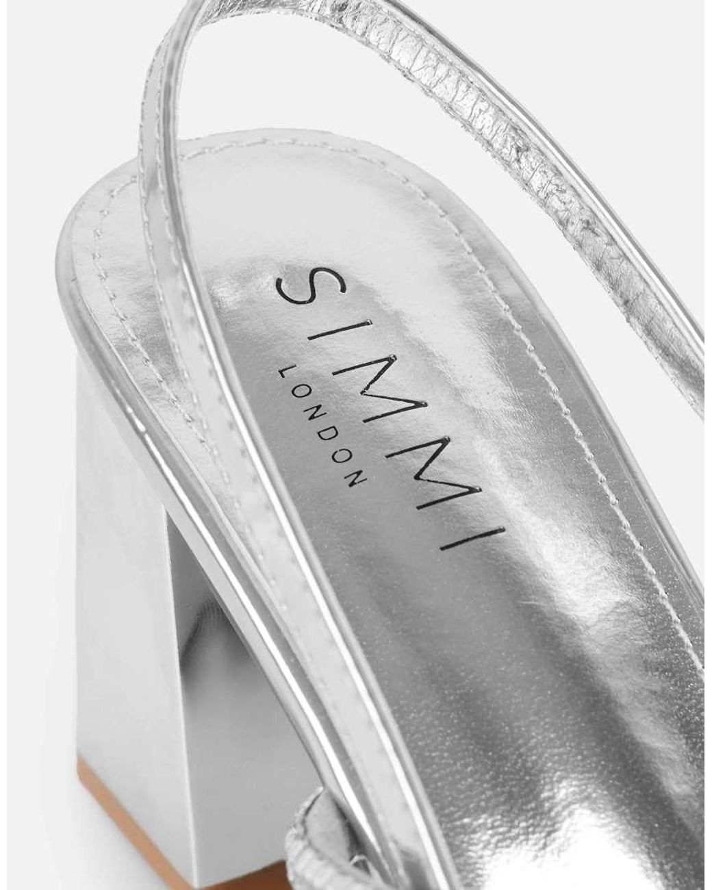 SIMMI White Mayaa Diamante Slingback Block Heeled Sandals