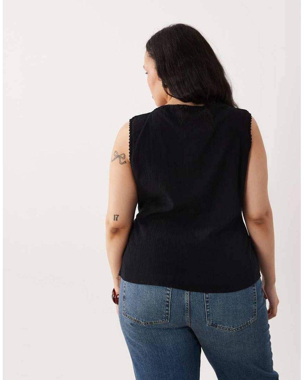 ASOS Black Asos Design Curve Lace Trim Waistcoat