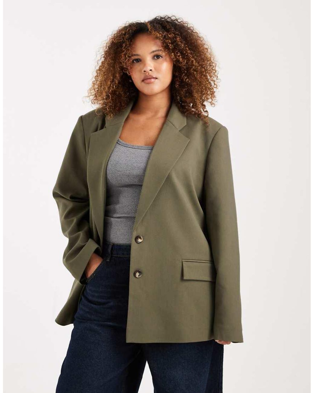 ASOS Green Curve Tailored Grandad Blazer