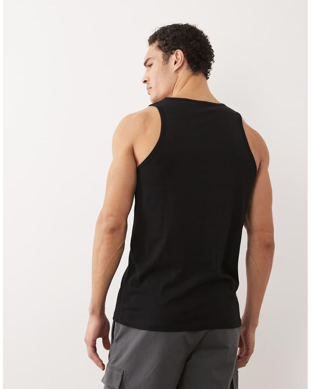 Jack & Jones Black Jersey Singlet Top for men