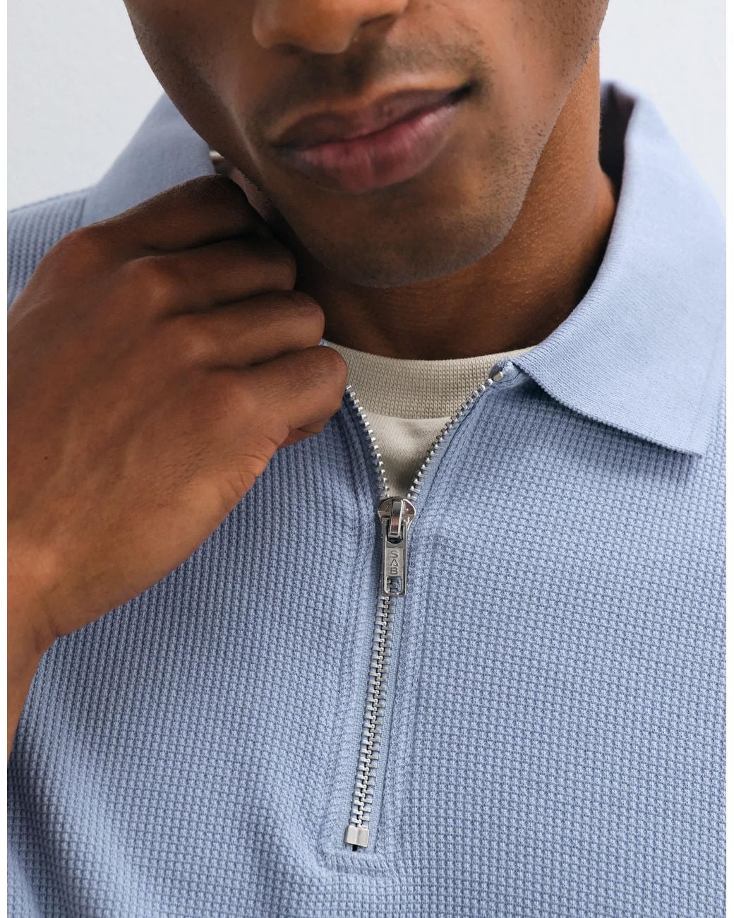 ASOS Blue Regular Fit Zip Polo for men