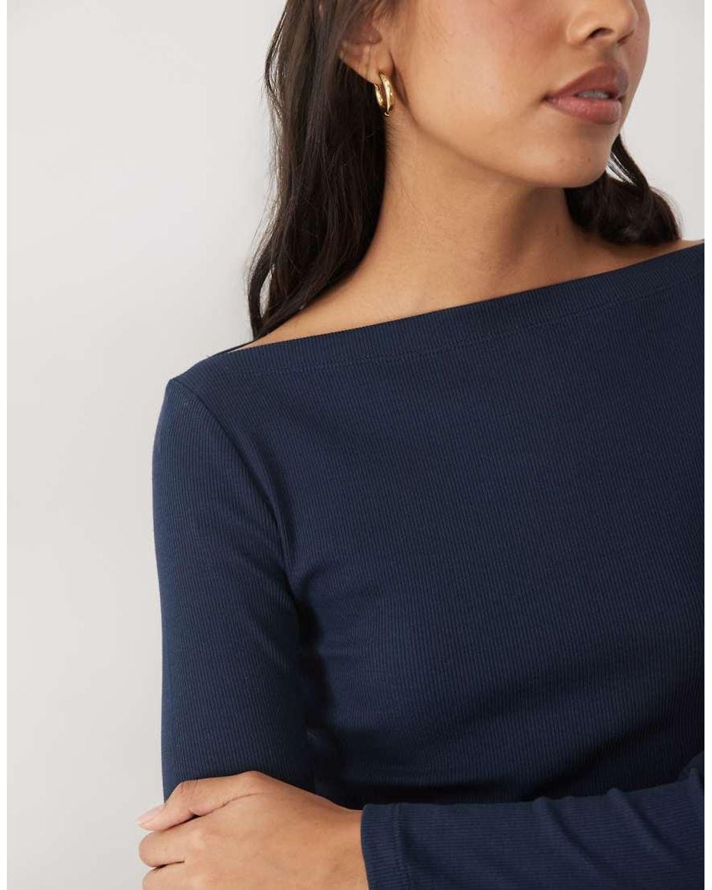 New Look Blue Boat Neck Long Sleeve Top