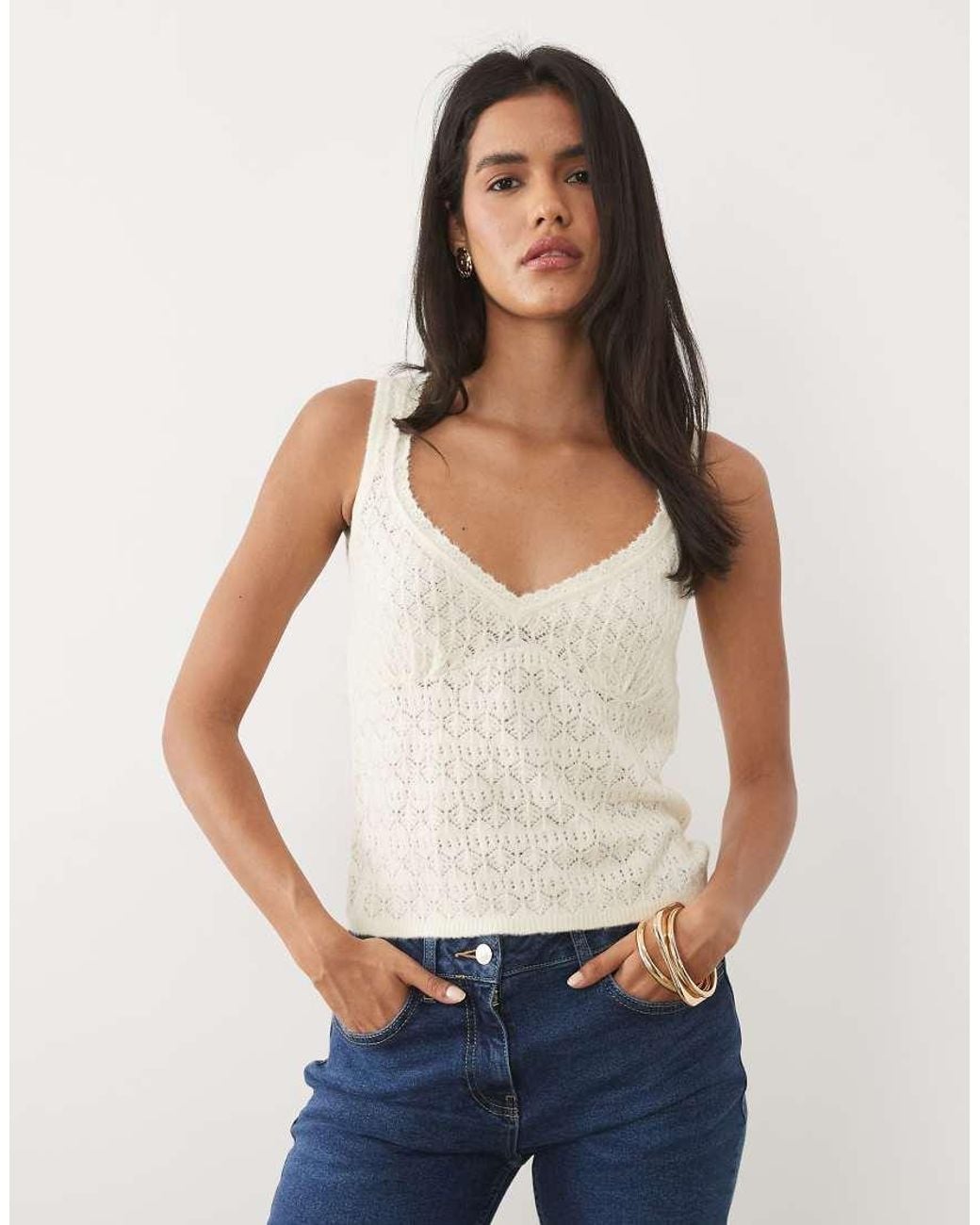 Abercrombie & Fitch Blue Pointelle Fluffy Cami Top