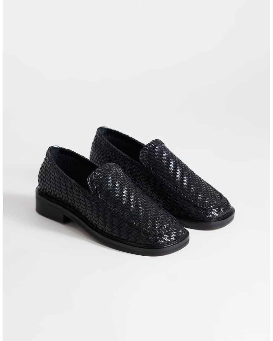TOPSHOP Blue Bali Real Leather Weave Flat Shoe Loafers