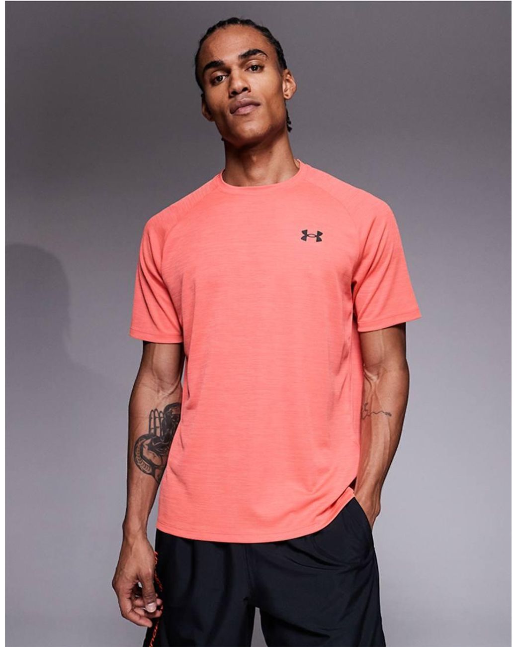 Under Armour Pink Tech Textu Short Sleeve T-shirt for men