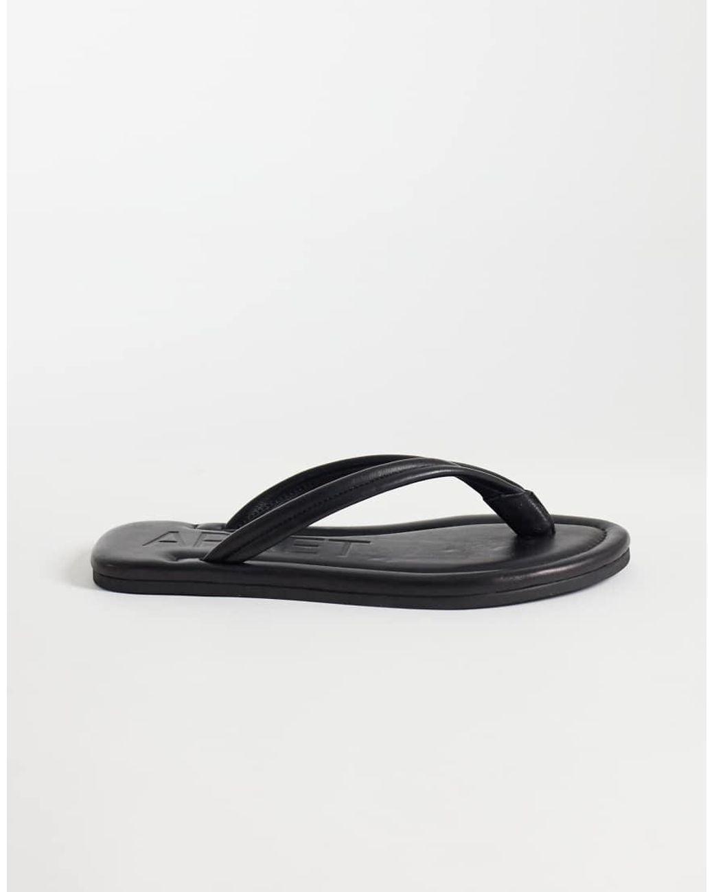 ARKET Blue Premium Leather Square Toe Flat Flip Flop Thong Sandal