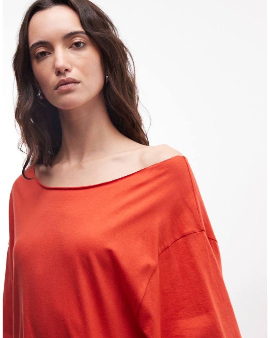ASOS Red Slouchy Off Shoulder Oversized Tee