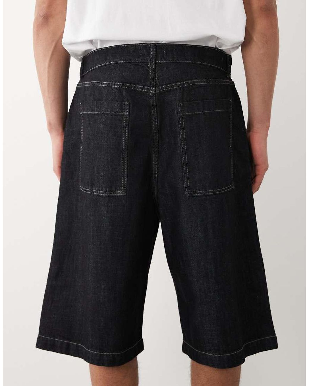Jack & Jones White Pleated Denim Shorts for men