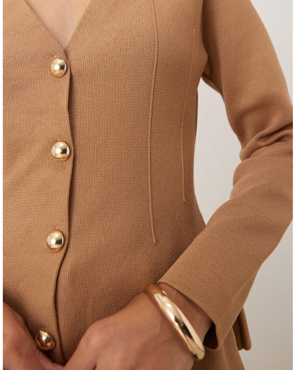 Mango Blue Compact Knit Jacket With Flared Hem
