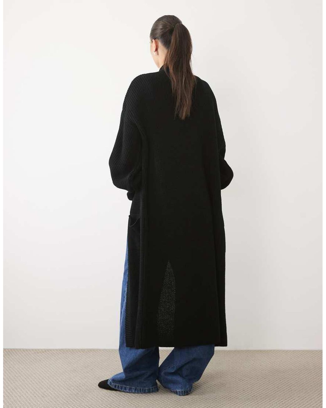 Missy Empire Blue Balloon Sleeve Oversized Maxi Cardigan