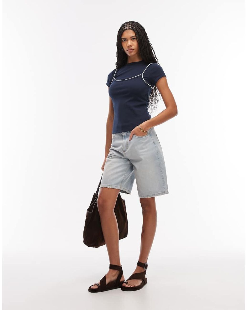 ASOS Blue Short Sleeve Double Layer Top
